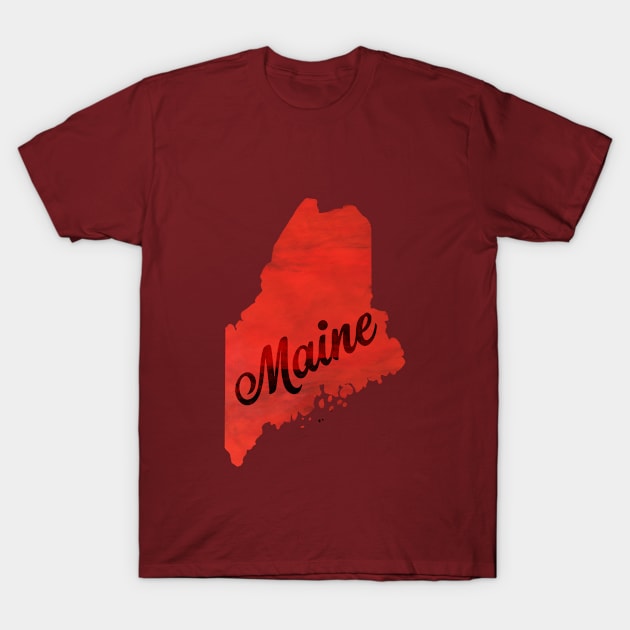 The State of Maine - Watercolor T-Shirt by loudestkitten
